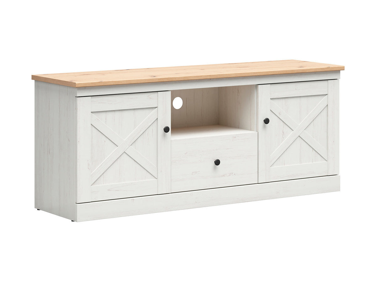 Frija TV Unit 153 cm with Drawer & Shelves – Andersen Pine White / Artisan Oak