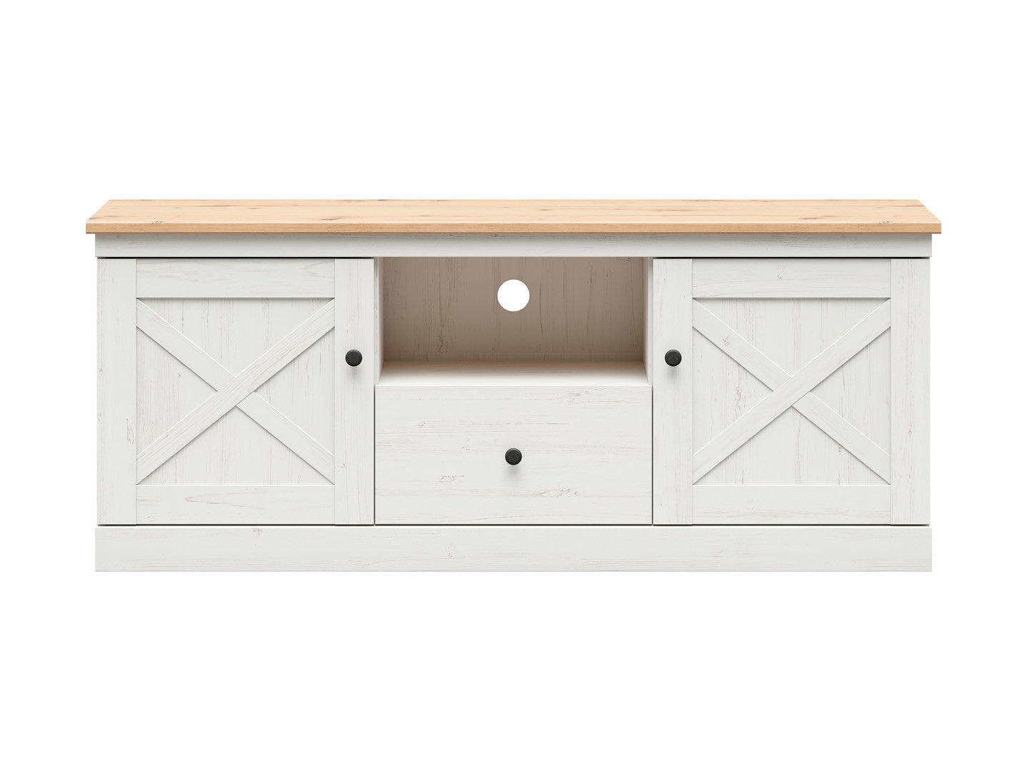 Frija TV Unit 153 cm with Drawer & Shelves – Andersen Pine White / Artisan Oak