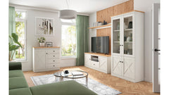 Frija TV Unit 153 cm with Drawer & Shelves – Andersen Pine White / Artisan Oak