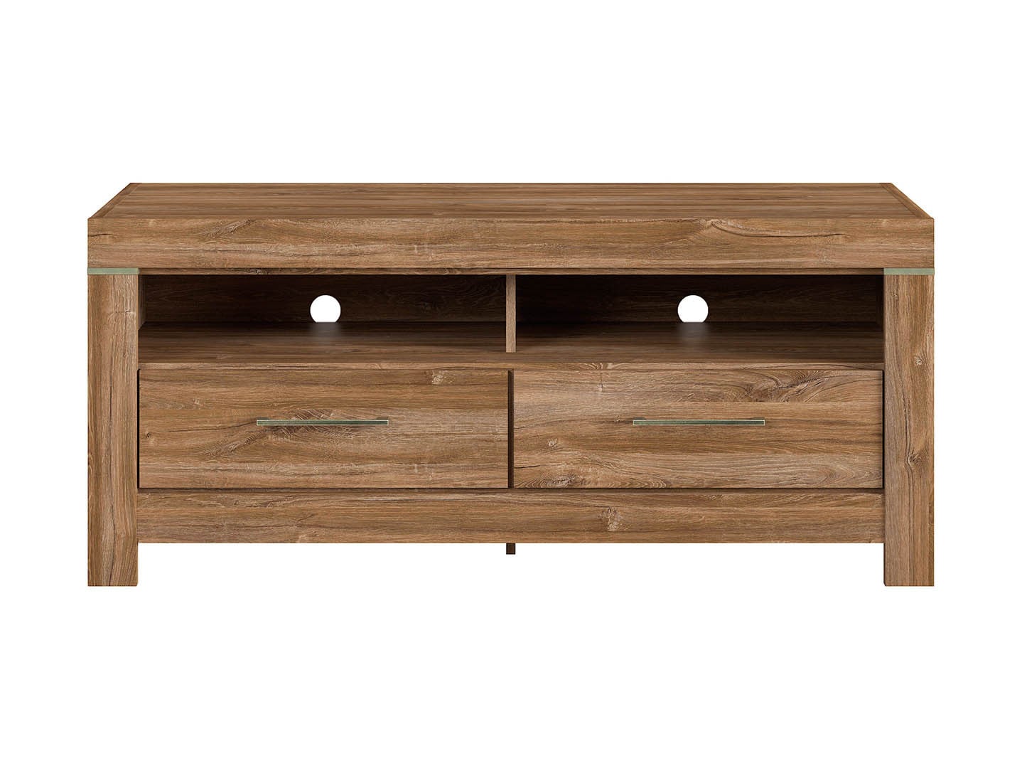 Gent TV Unit 138.5 cm with LED Lighting & 2 Drawers – Stirling Oak