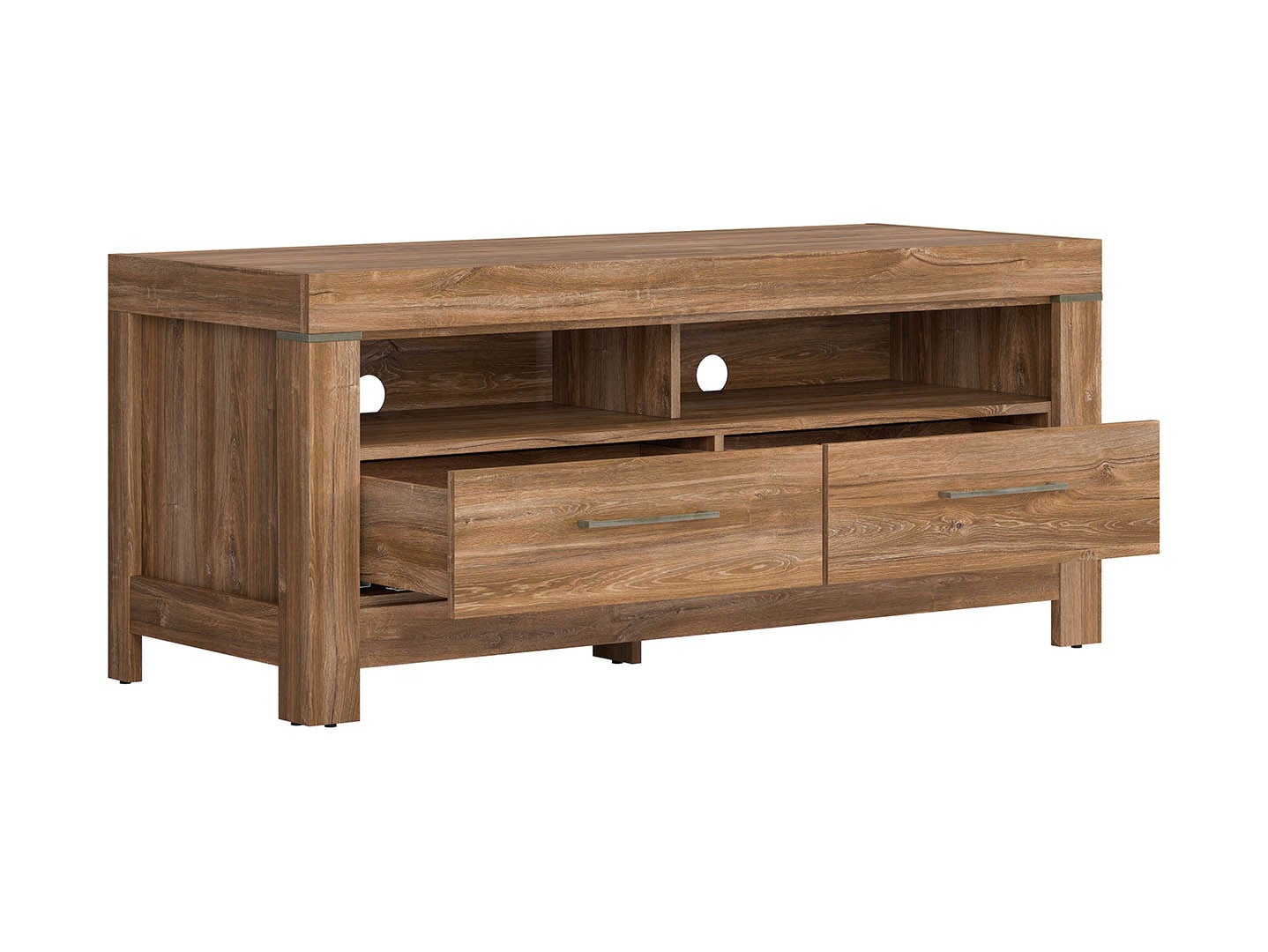 Gent TV Unit 138.5 cm with LED Lighting & 2 Drawers – Stirling Oak