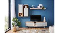 Ema Wall-Mounted Cabinet | Push-to-Open | Jackson Hickory Walnut & Light Grey | 36x100x34cm