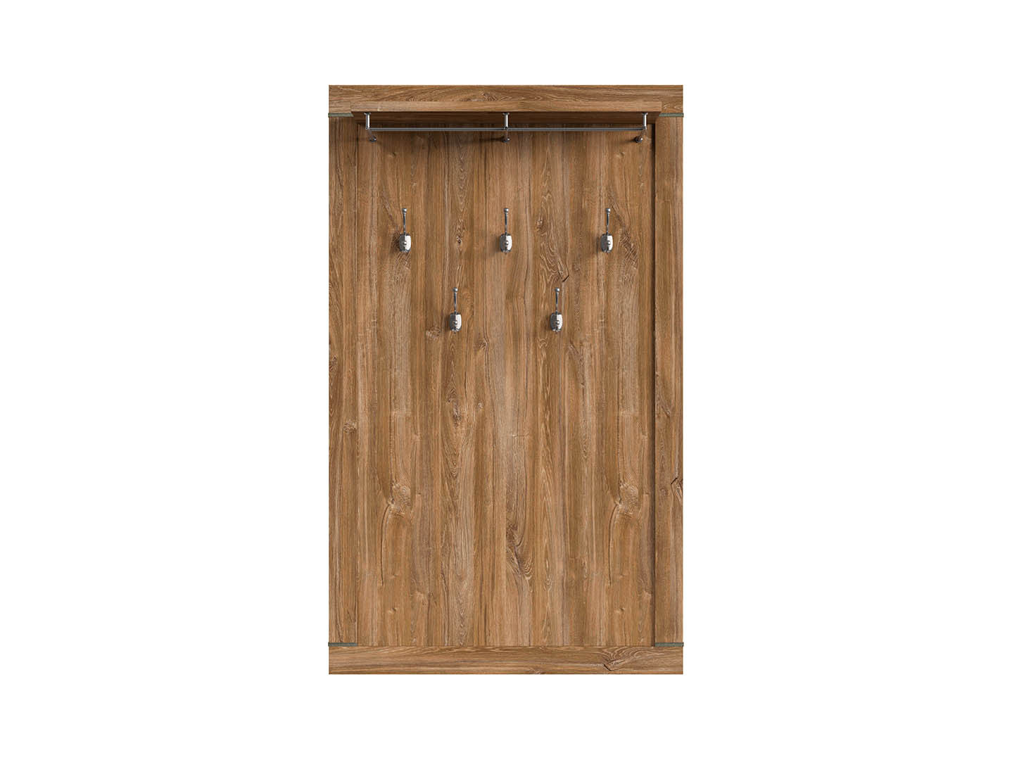 Gent Coat Rack Panel | Stirling Oak | 5 Double Hooks + Rail + Shelf | 101×168 cm