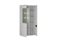Azteca Trio Display Cabinet with LED Lighting | White & White Gloss | 90x193cm