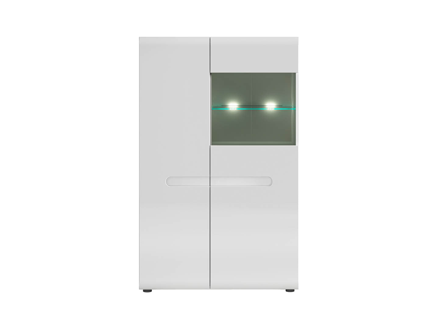 Azteca Trio Display Cabinet – White & White Gloss, 90 cm