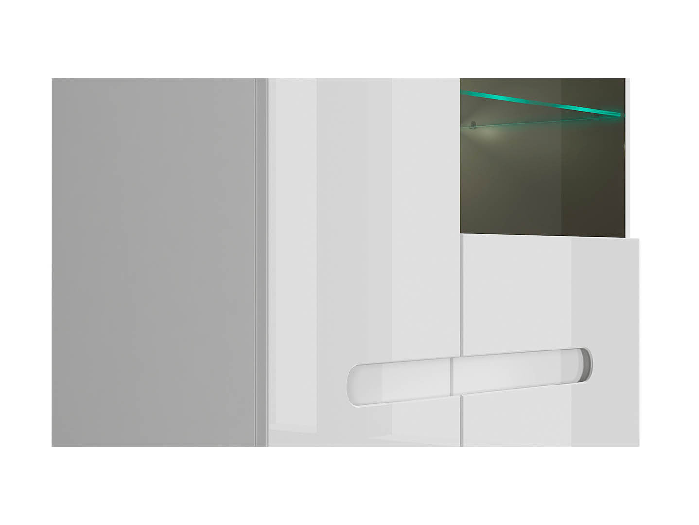 Azteca Trio Display Cabinet – White & White Gloss, 90 cm