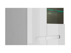 Azteca Trio Display Cabinet – White & White Gloss, 90 cm