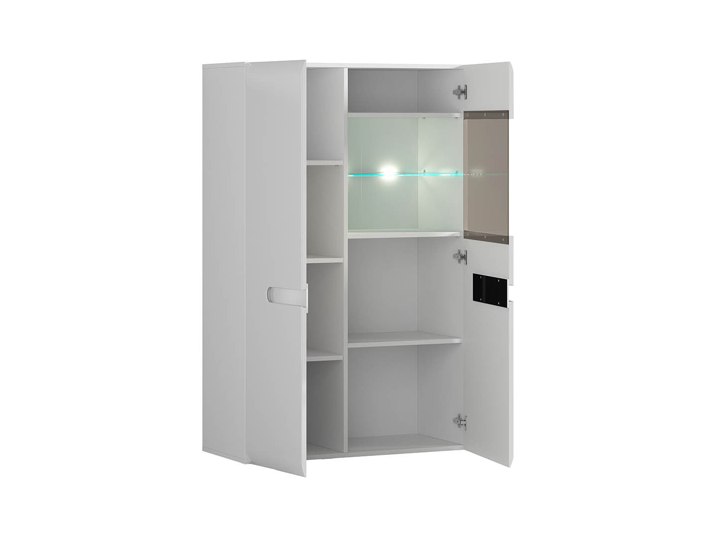 Azteca Trio Display Cabinet – White & White Gloss, 90 cm