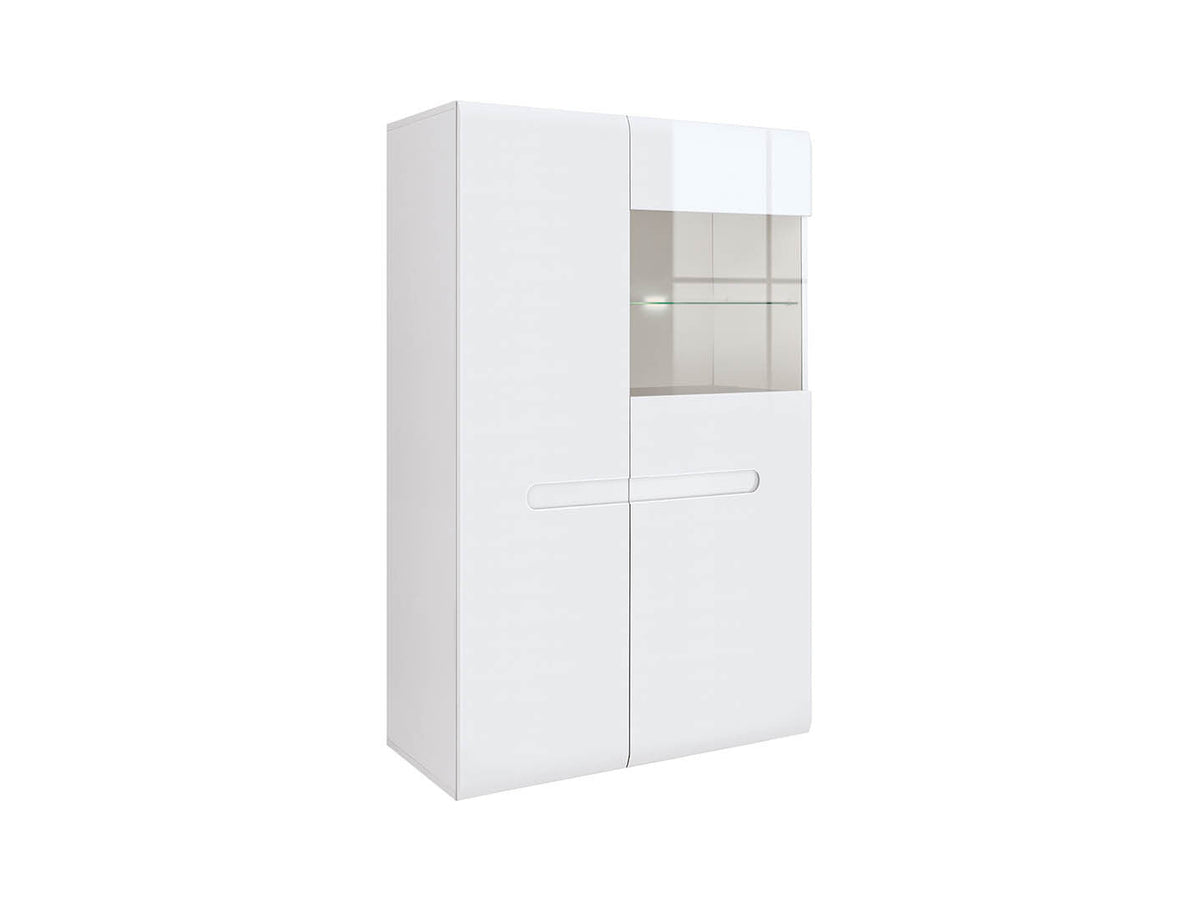 Azteca Trio Display Cabinet – White & White Gloss, 90 cm