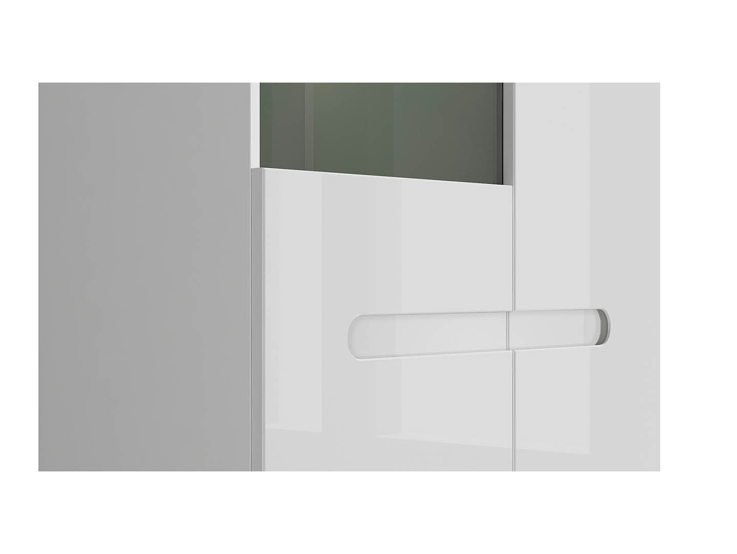 Azteca Trio Display Cabinet with LED Lighting | White & White Gloss | 90x193cm