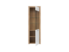 Balder — Display Cabinet | 62 × 192 cm | Glazed & Solid Door | Riviera Oak & White Gloss