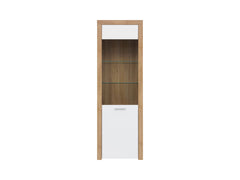 Balder — Display Cabinet | 62 × 192 cm | Glazed & Solid Door | Riviera Oak & White Gloss