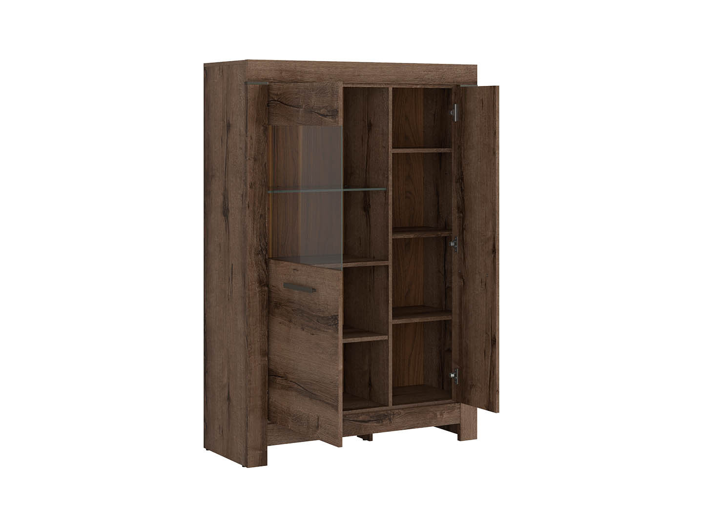 Balin Display Cabinet 100.5 cm – Monastery Oak, LED Included, Soft-Close