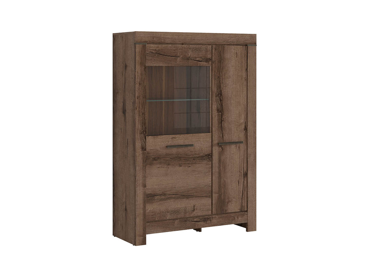 Balin Display Cabinet 100.5 cm – Monastery Oak, LED Included, Soft-Close