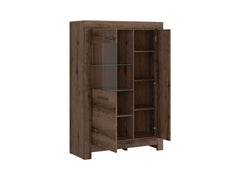 Balin Display Cabinet 100.5 cm – Monastery Oak, LED Included, Soft-Close