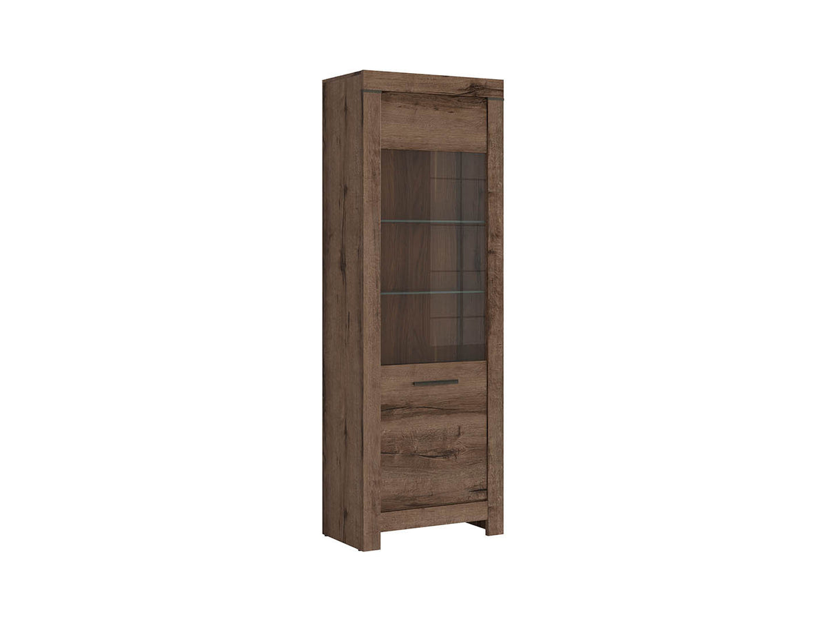 Balin — Display Cabinet with Glass Door & LED Lighting | Monastery Oak