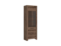 Balin — Display Cabinet with Glass Door & LED Lighting | Monastery Oak