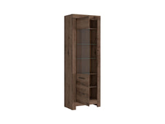 Balin — Display Cabinet with Glass Door & LED Lighting | Monastery Oak