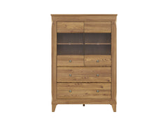 Bergen Display Cabinet with Glass Doors & 2 Drawers | Golden Sibiu Larch | 102x150.5cm