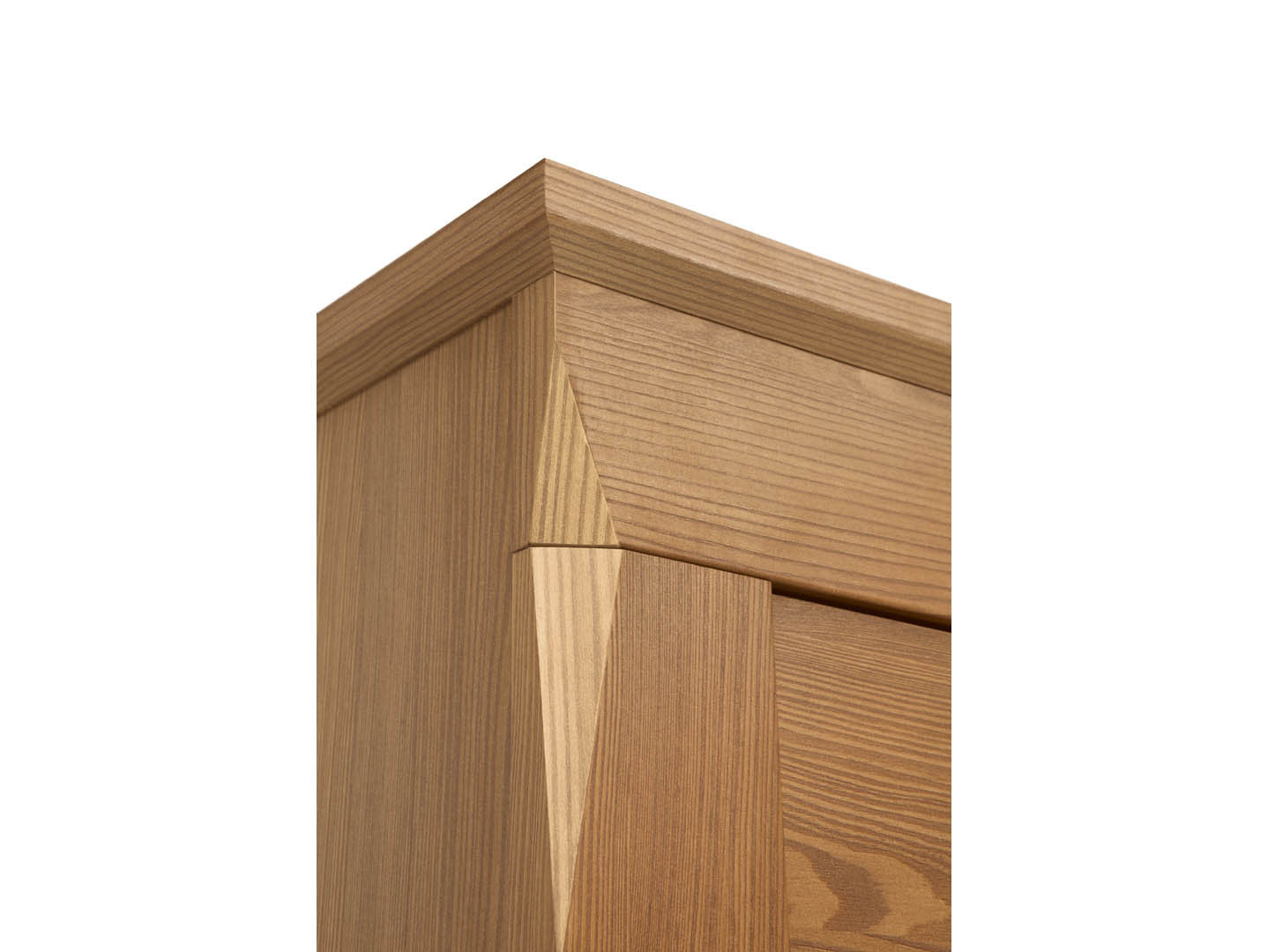 Bergen Display Cabinet — Glass Doors, LED Lighting & Golden Sibiu Larch