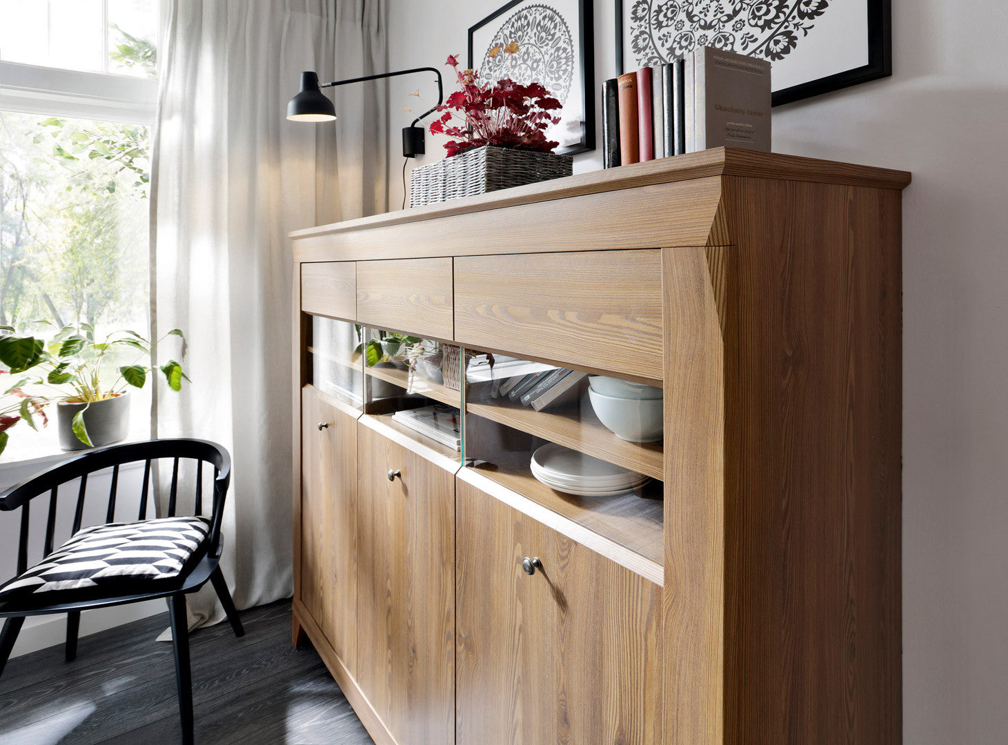 Bergen — 3-Door Display Cabinet with LED Lighting
