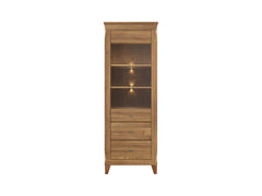 Bergen Display Cabinet 72×202 cm – Golden Sibiu Larch, LED Lighting Included