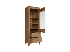 Bergen Display Cabinet 72×202 cm – Golden Sibiu Larch, LED Lighting Included
