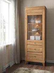 Bergen Display Cabinet 72×202 cm – Golden Sibiu Larch, LED Lighting Included