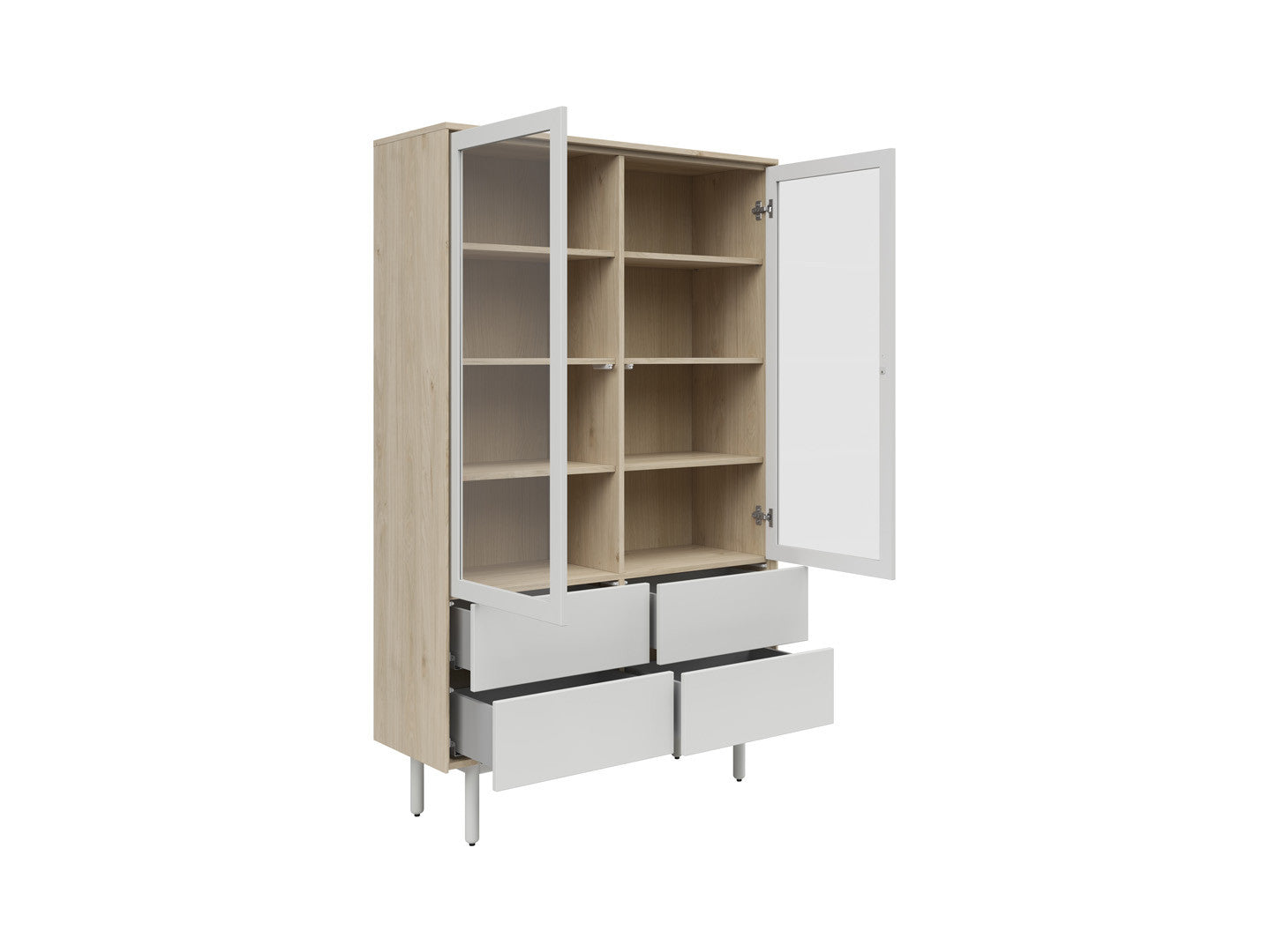 Ema Display Cabinet – Large Glass Sideboard with Drawers & LED Lighting
