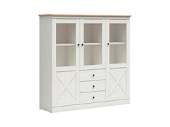 Frija Display Cabinet 153 cm – Glazed Top, Closed Base | Andersen Pine White & Artisan Oak