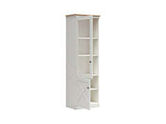 Frija Display Cabinet 63 cm – Andersen Pine White & Artisan Oak, Glazed Upper Door, Shelves