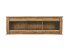 Bergen Wall-Mounted Display Cabinet 156 cm – Golden Sibiu Larch | 3 Toughened Glass Doors