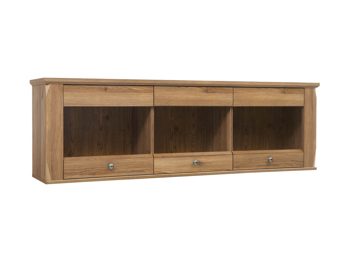 Bergen Wall-Mounted Display Cabinet 156 cm – Golden Sibiu Larch | 3 Toughened Glass Doors