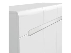 Azteca Trio Living Room Set – Chest of Drawers 150 cm + Display Cabinet 60 cm | White High Gloss | Soft-Close & LED