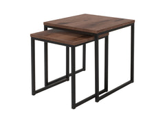 Aroz Coffee Table Set of 2 – Monastery Oak | 50×50 & 40×40cm | Metal Frame | Loft Style