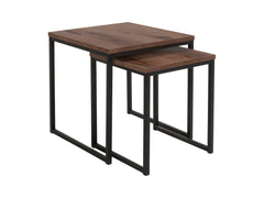 Aroz Coffee Table Set of 2 – Monastery Oak | 50×50 & 40×40cm | Metal Frame | Loft Style
