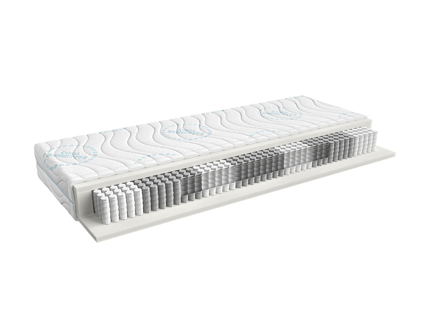 Alameda Bed 140 + Merida Mattress Set – Gas-Lift Storage Bed with LED & Multipocket Spring Mattress | White Gloss / Westminster Oak