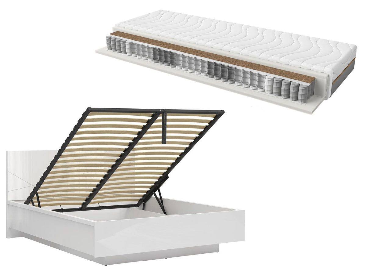 Forn Bed 160×200 cm + Ceres AV Mattress Set – White Gloss