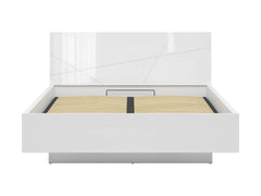 Forn Bed Set 160×200 cm – White Gloss + Merida Mattress Included, Gas-Lift Storage