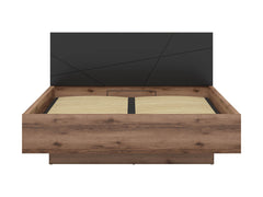 Forn Bed Set 160×200 cm – Dark Delano Oak & Black Matt + Ceres AV Mattress, 25-Year Warranty