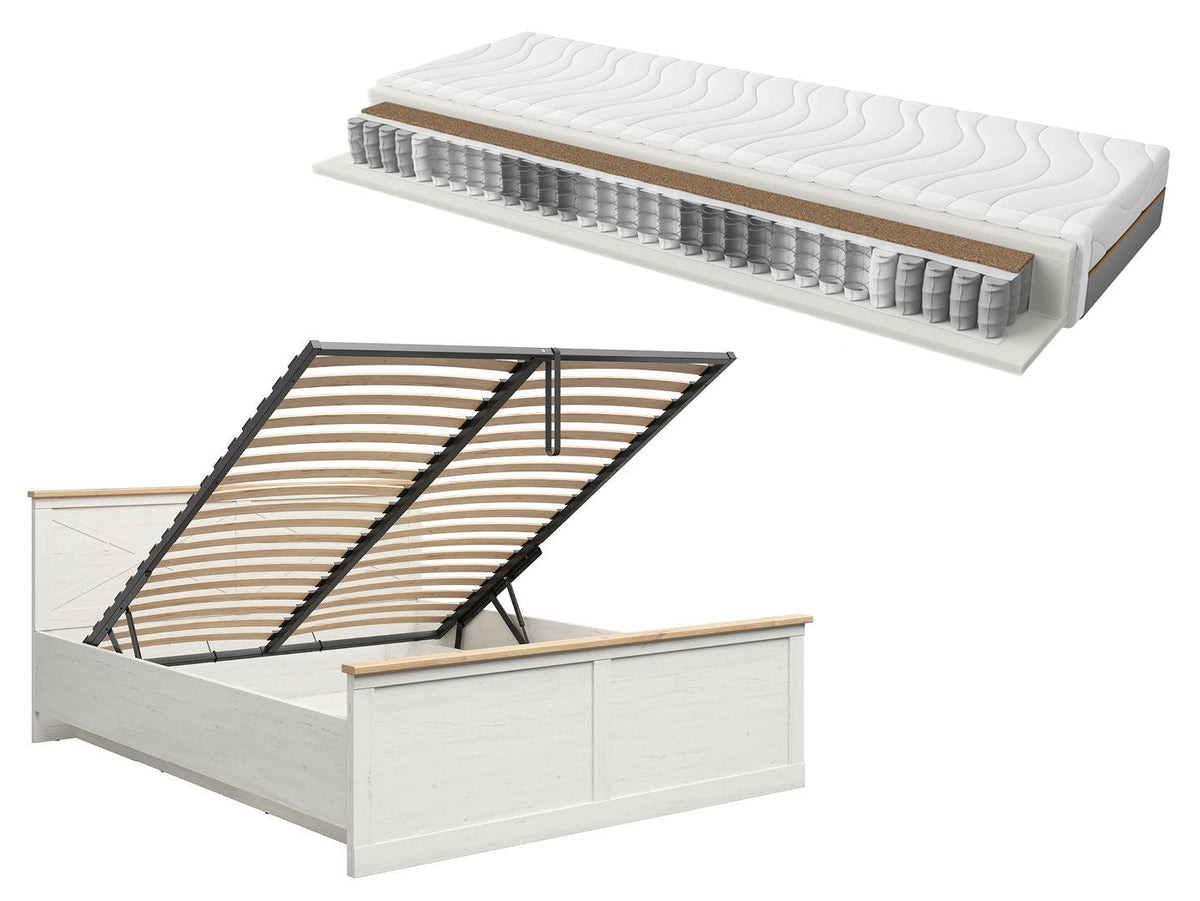 Frija Bed 180×200 + Ceres AV Pocket Spring Mattress Set – Andersen Pine White / Artisan Oak